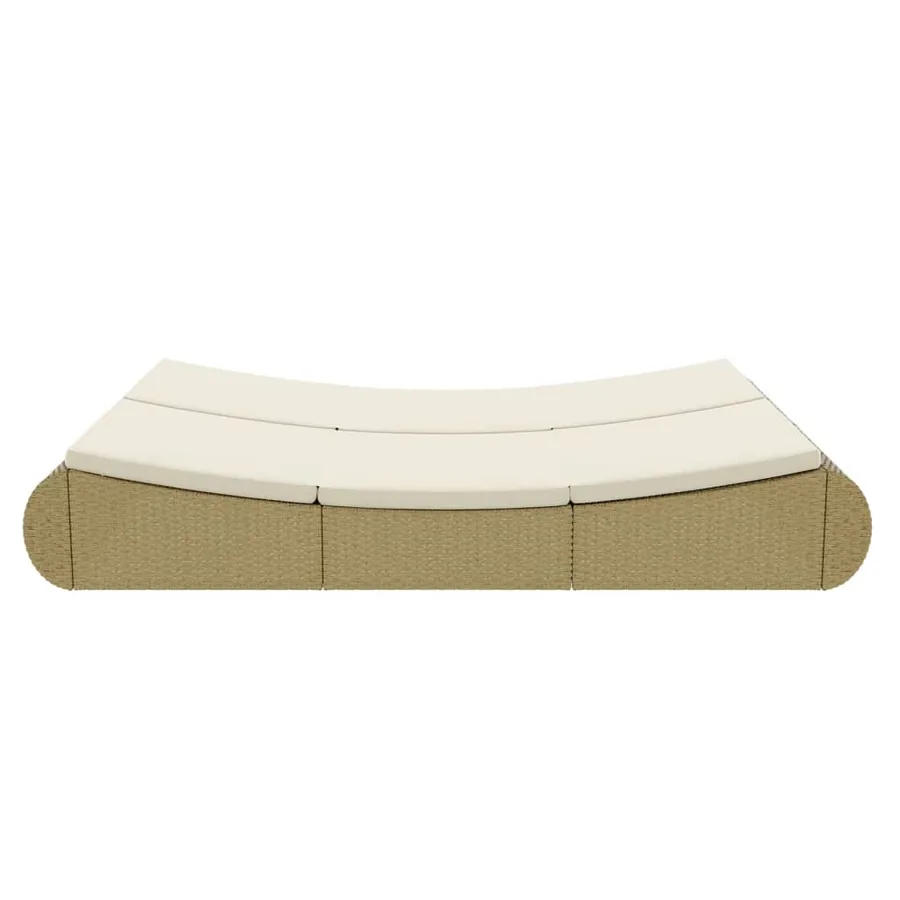 Chaise longue d'extérieur Résine tressée Beige - 6