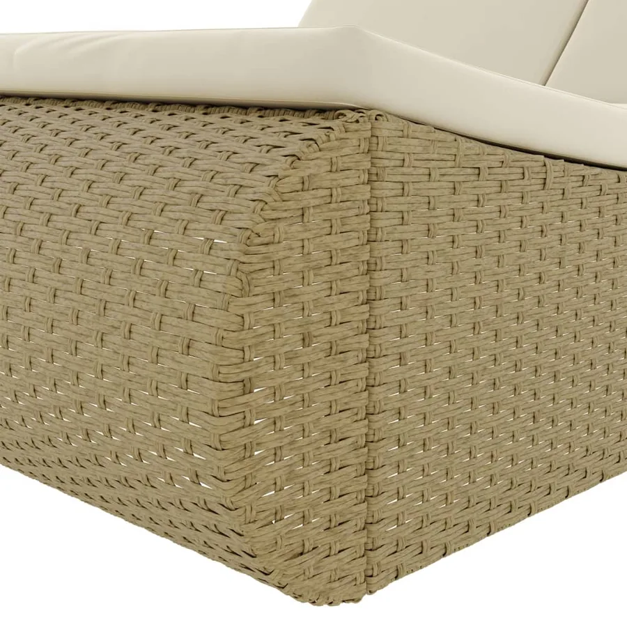 Chaise longue d'extérieur Résine tressée Beige - 9