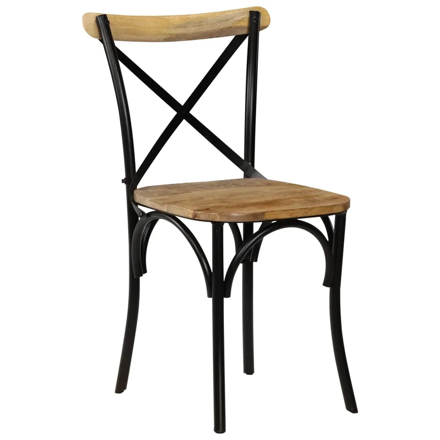 Chaises à dossier croisé lot de 4 noir bois de manguier massif - 15