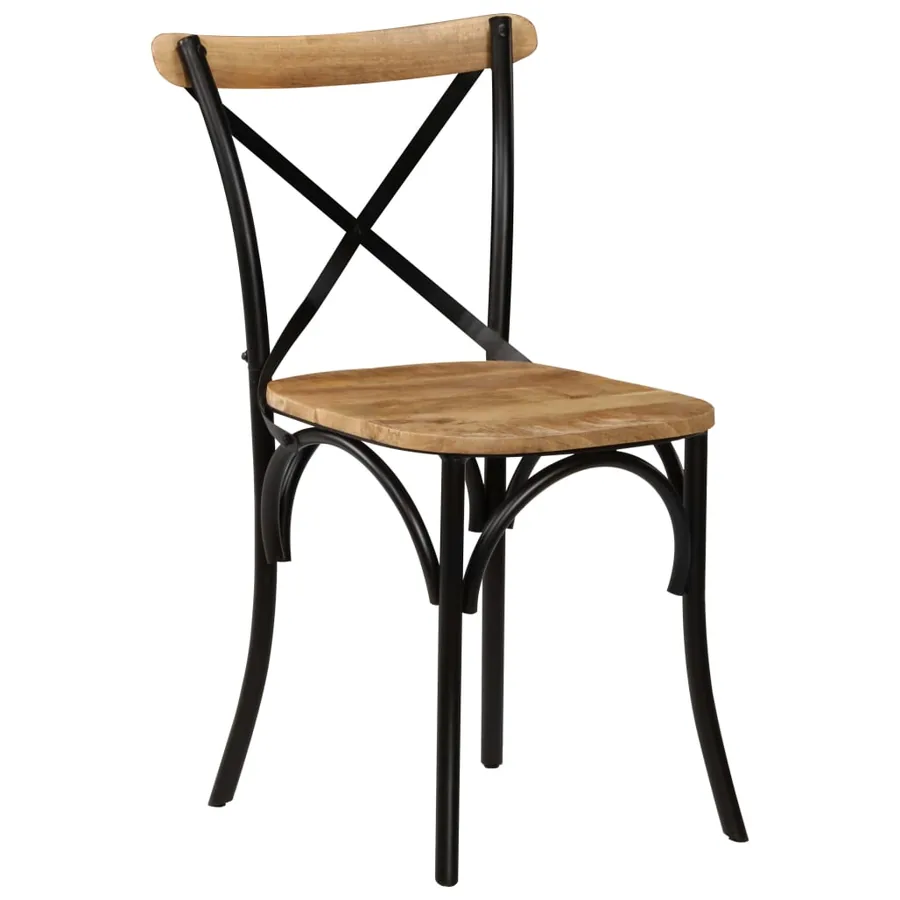 Chaises à dossier croisé lot de 4 noir bois de manguier massif - 2