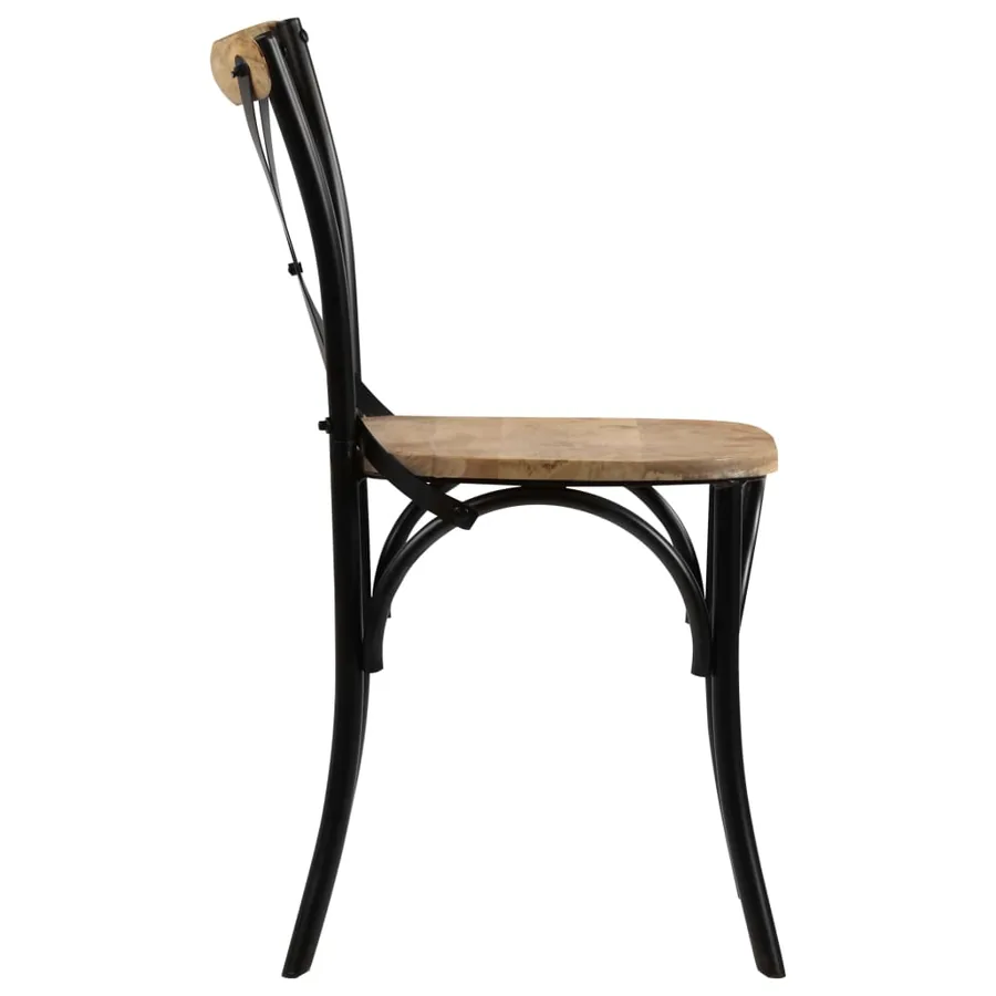 Chaises à dossier croisé lot de 4 noir bois de manguier massif - 6