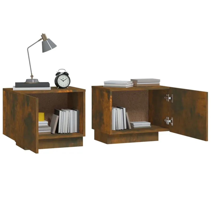 Table de chevet Chêne fumé 100x35x40 cm Bois d'ingénierie - 3