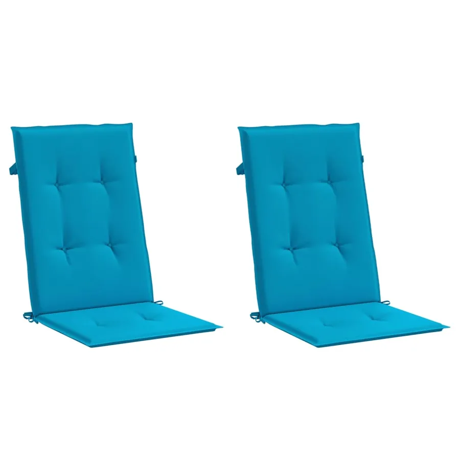Coussins de chaise de jardin à dossier haut lot de 2 bleu tissu - 3