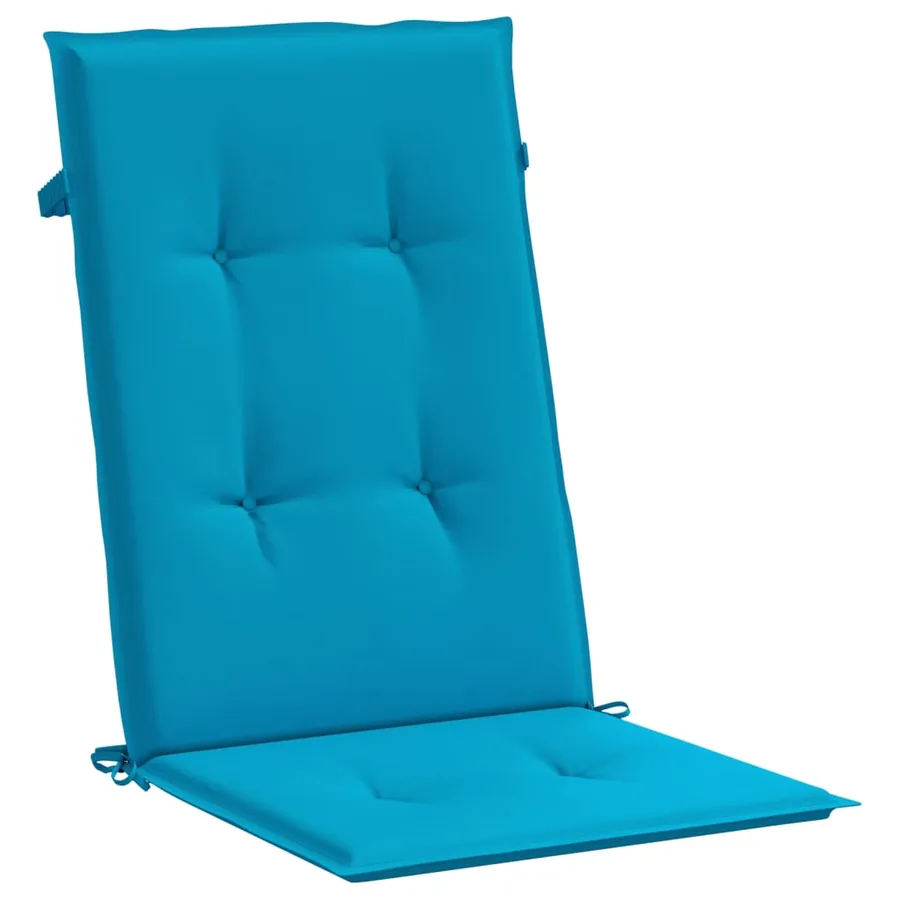 Coussins de chaise de jardin à dossier haut lot de 2 bleu tissu - 5