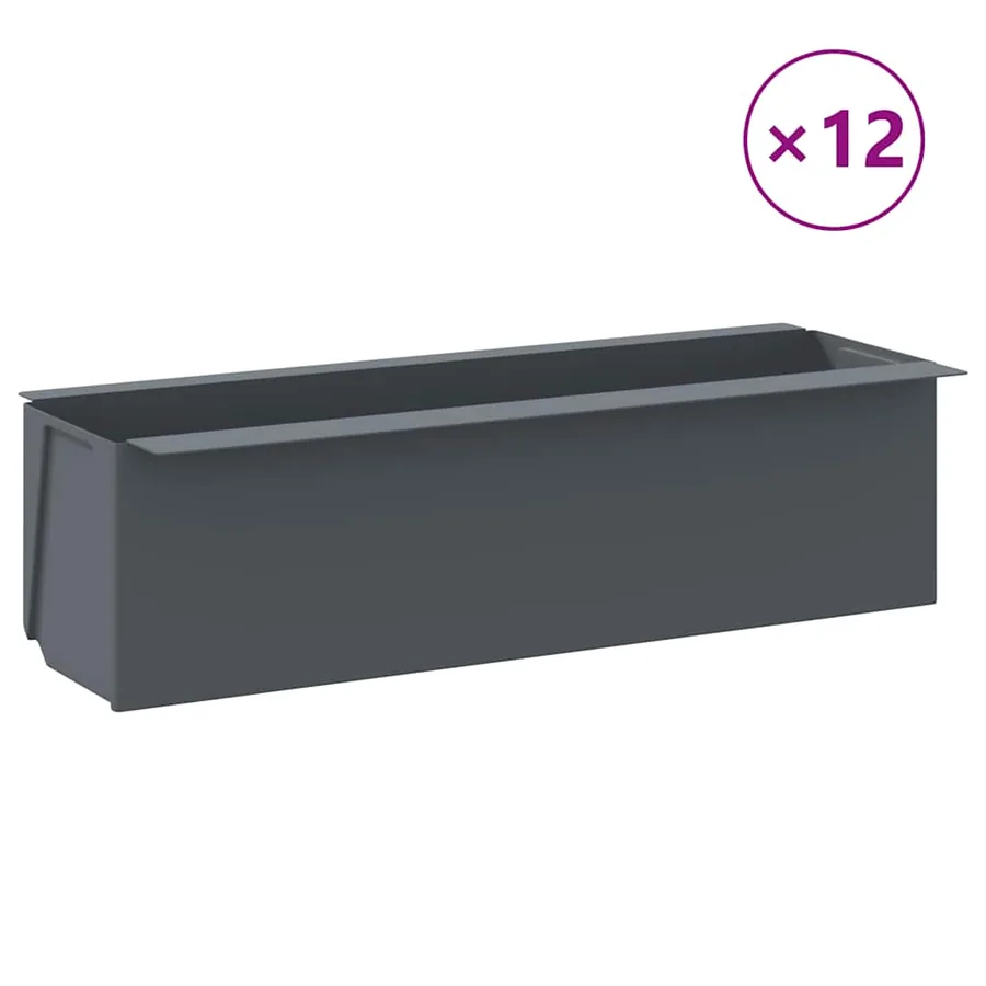 Boîtes à fleurs pour palettes euro 12 pcs Gris 36x13,5x9,5cm PP - 2