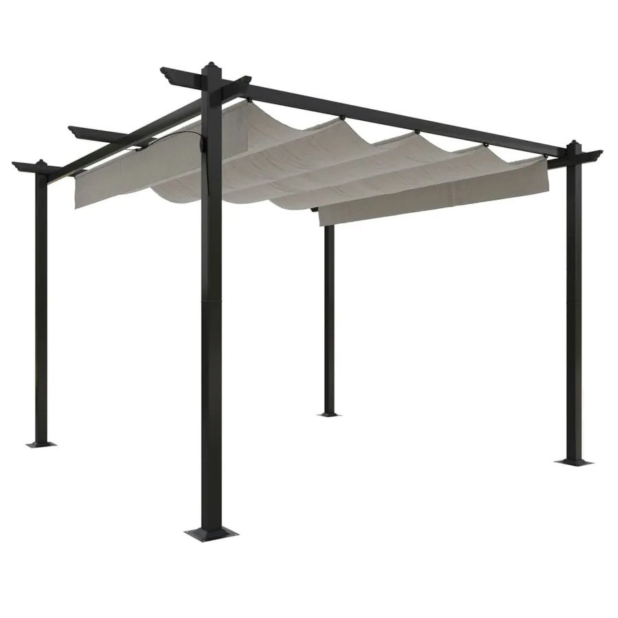 Tonnelle de jardin avec toit rétractable 3x3 m Crème - 2