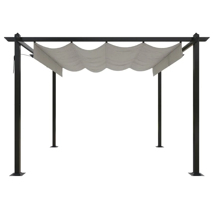 Tonnelle de jardin avec toit rétractable 3x3 m Crème - 3