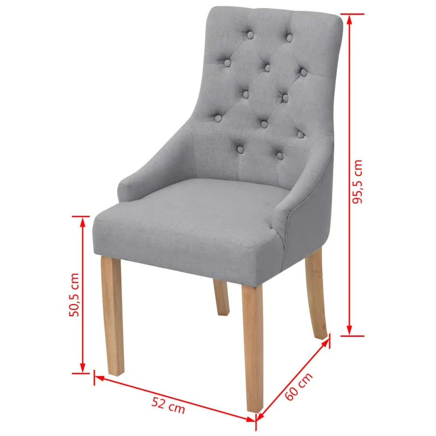Chaises à manger lot de 4 gris clair tissu - 6