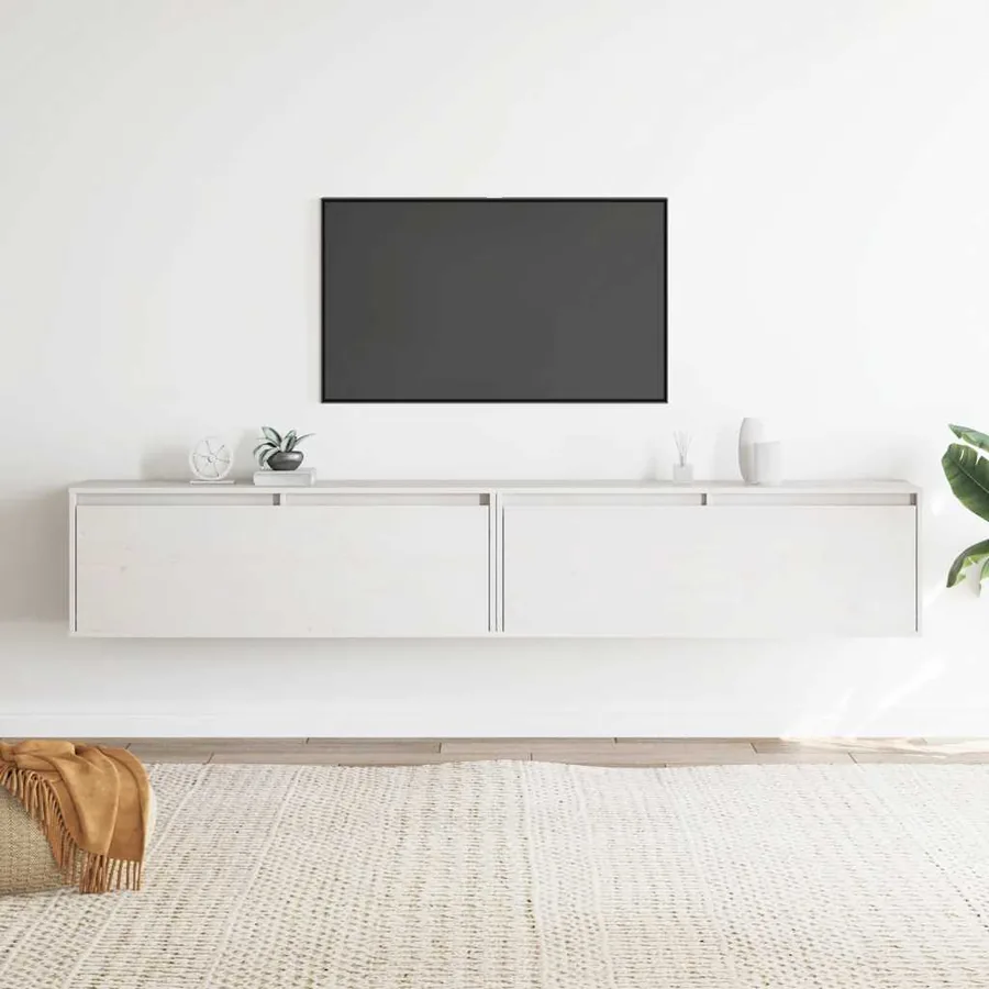 Armoires murales 2 pcs Blanc 100x30x35 cm Bois de pin massif