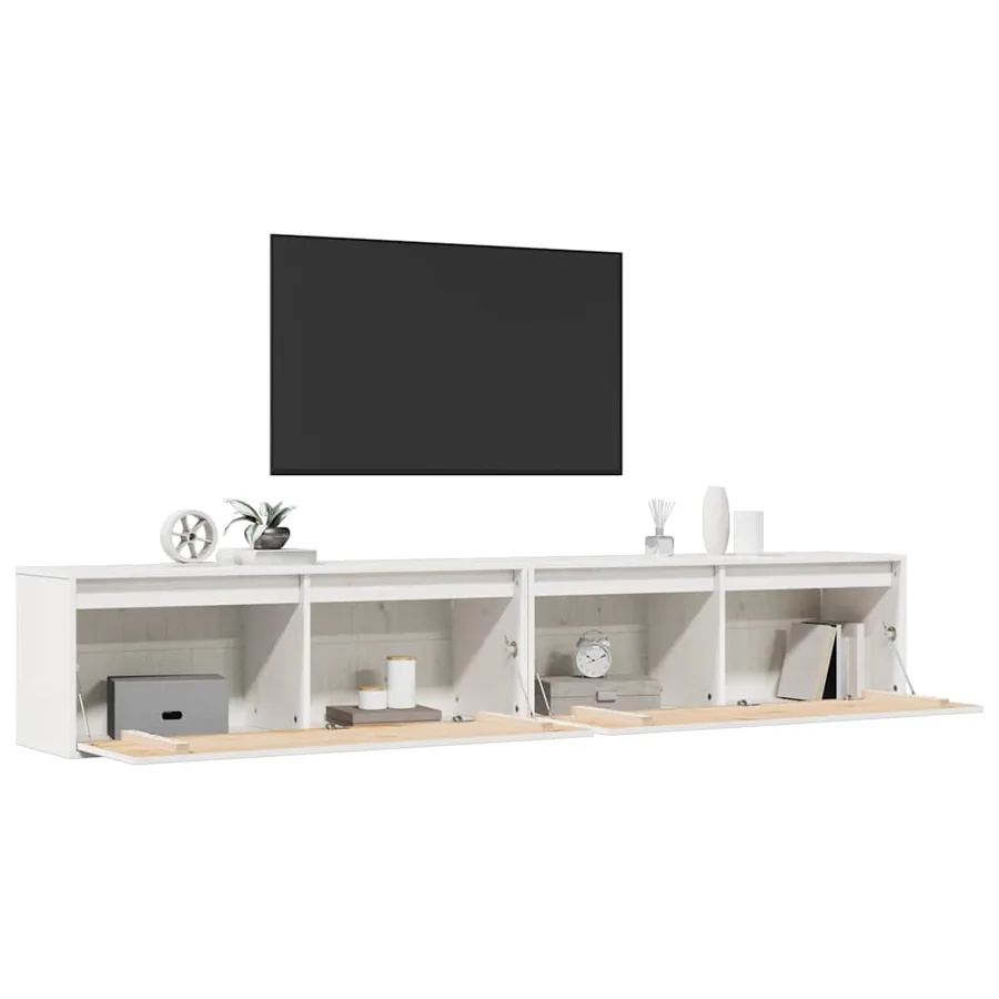 Armoires murales 2 pcs Blanc 100x30x35 cm Bois de pin massif - 10