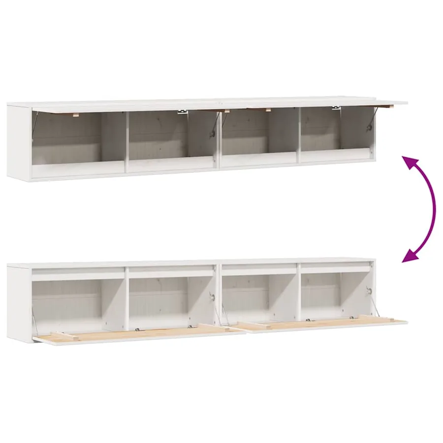 Armoires murales 2 pcs Blanc 100x30x35 cm Bois de pin massif - 11