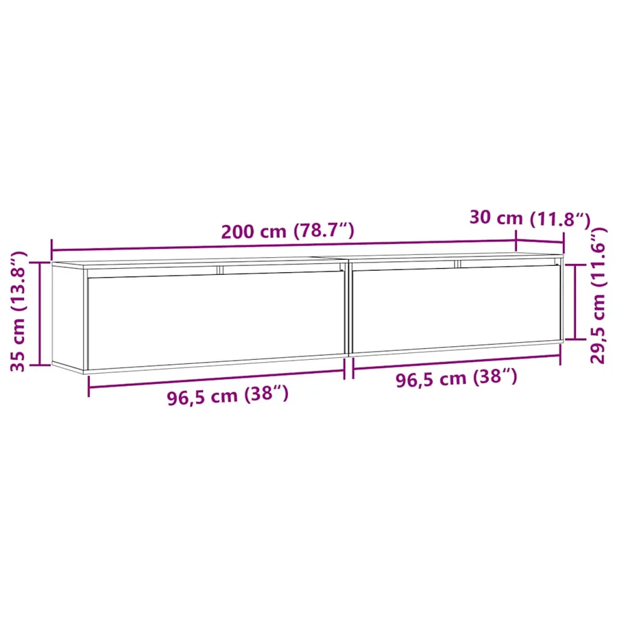 Armoires murales 2 pcs Blanc 100x30x35 cm Bois de pin massif - 14