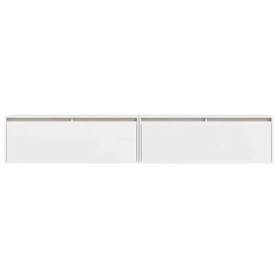 Armoires murales 2 pcs Blanc 100x30x35 cm Bois de pin massif - 5