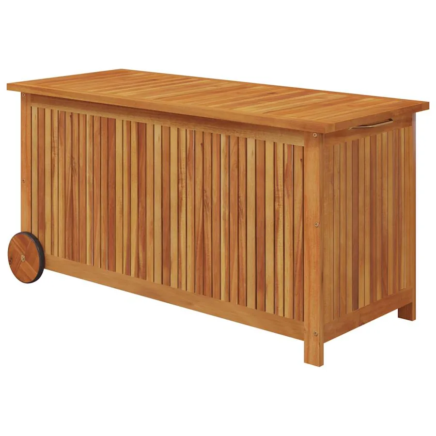 Boîte de rangement de jardin avec roues 113x50x58cm Bois acacia - 2