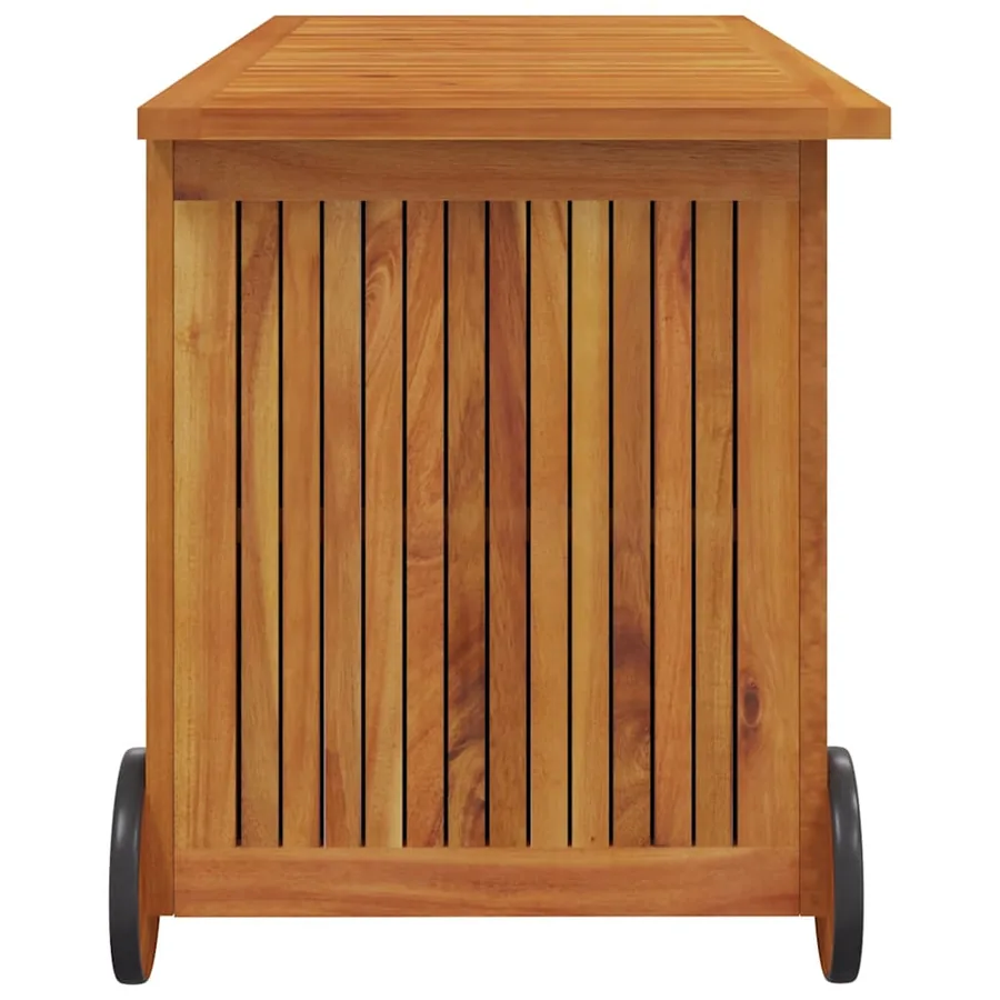Boîte de rangement de jardin avec roues 113x50x58cm Bois acacia - 5