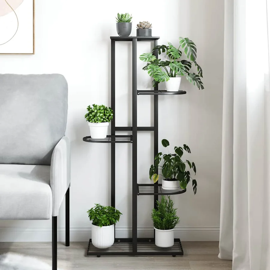 Support pour plantes 5 niveaux 43x22x98 cm Noir Métal - 3