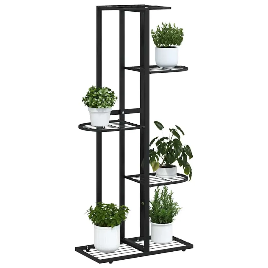 Support pour plantes 5 niveaux 43x22x98 cm Noir Métal - 4
