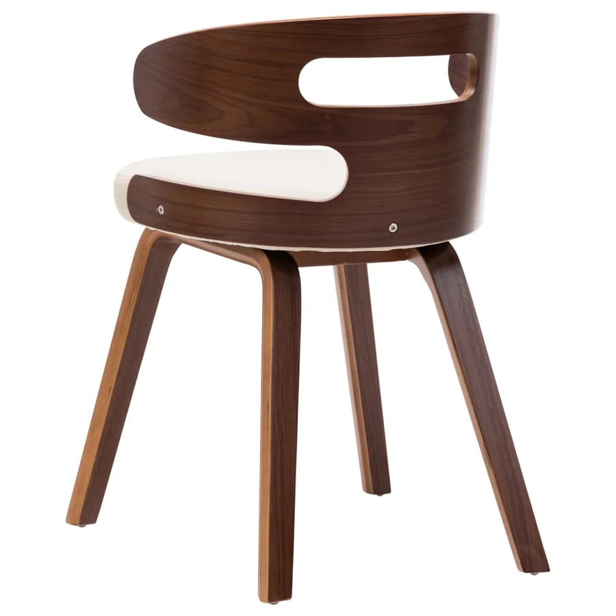 Chaises à manger lot de 6 crème bois courbé et similicuir - 5