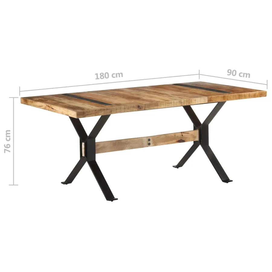 Table de salle à manger 180x90x76 cm Bois de manguier brut - 7