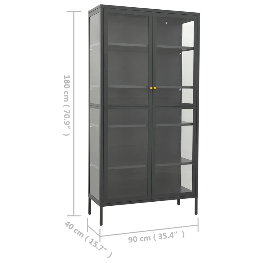 Vitrine d'exposition Anthracite 90x40x180 cm Acier/verre trempé - 11
