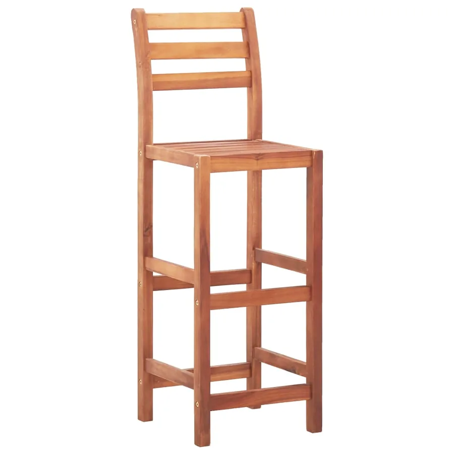 Chaises de bar lot de 4 bois d'acacia solide - 2
