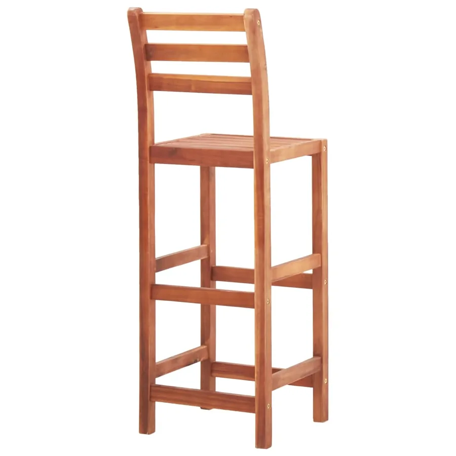 Chaises de bar lot de 4 bois d'acacia solide - 5