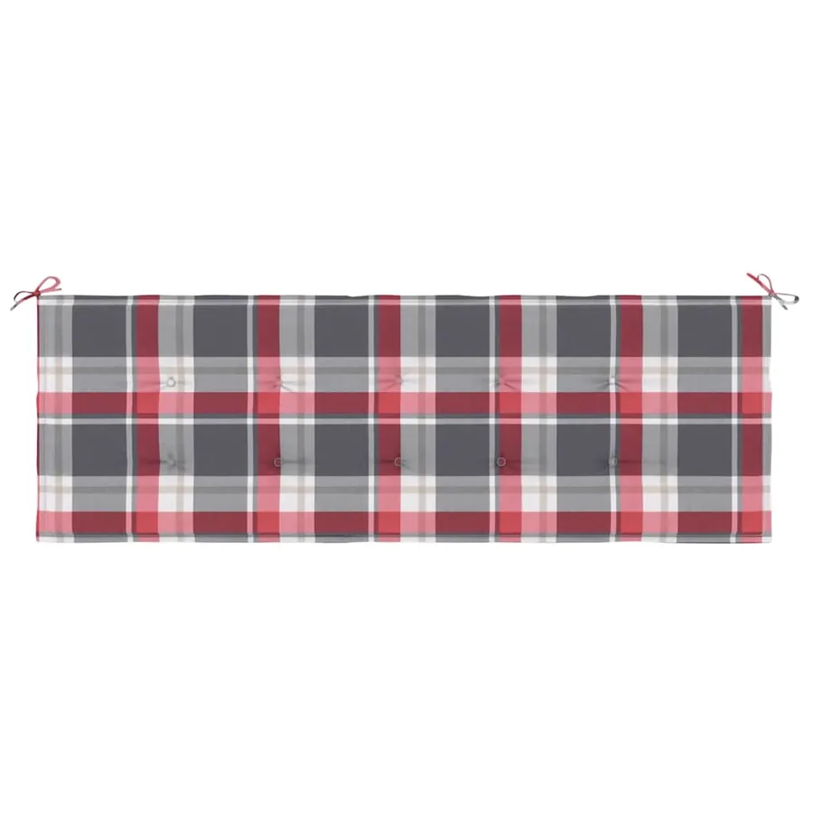 Coussin de banc de jardin motif à carreaux rouges 150x50x3 cm - 4
