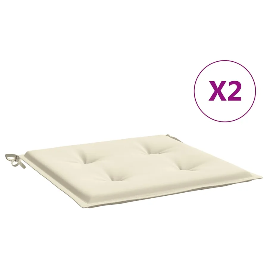 Coussins de chaise jardin lot de 2 crème 40x40x4cm tissu oxford - 2