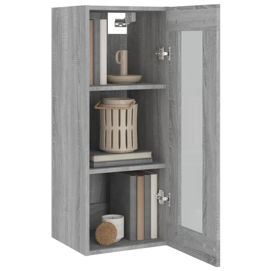 Armoire murale suspendue Sonoma gris 34,5x34x90 cm - 6