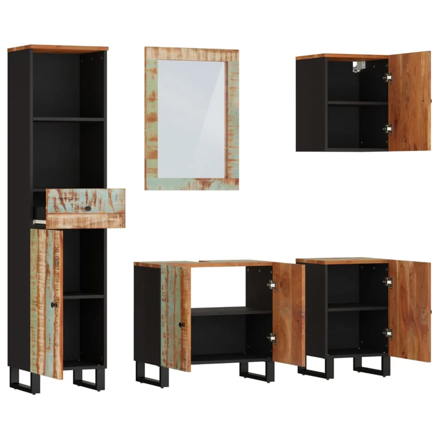 Ensemble de meubles de salle de bain 5 pcs bois massif récupéré - 3