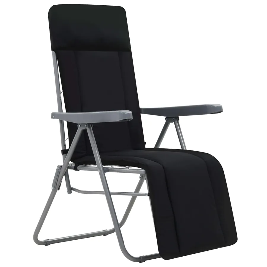 Chaises pliables de jardin avec coussins lot de 2 Noir - 2