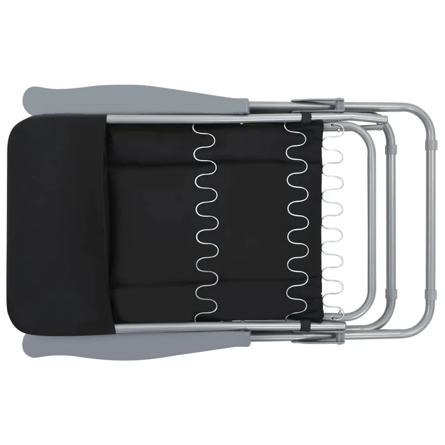 Chaises pliables de jardin avec coussins lot de 2 Noir - 7