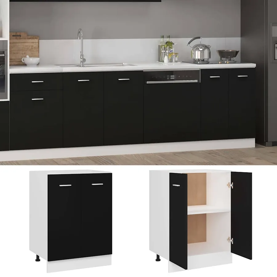 Meuble bas "Lyon" Noir 60 x 46 x 81,5 cm Bois d'ingénierie - 2
