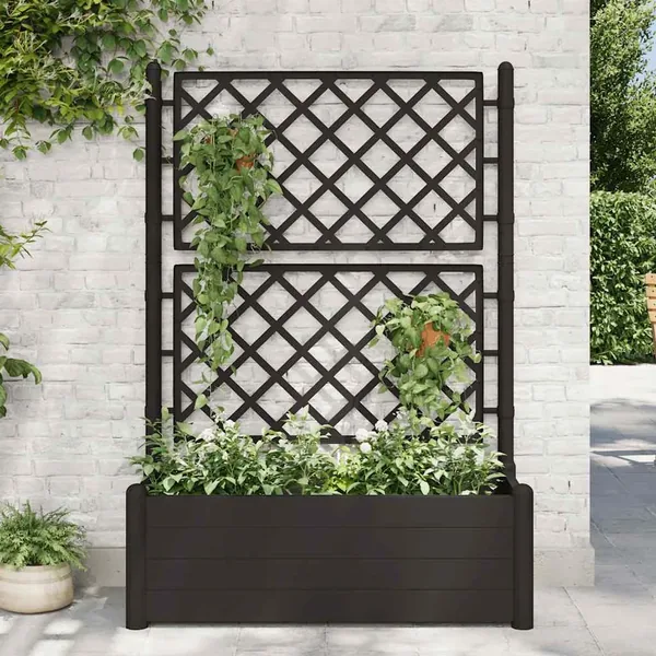 Jardinière avec treillis 100x43x142 cm PP Anthracite