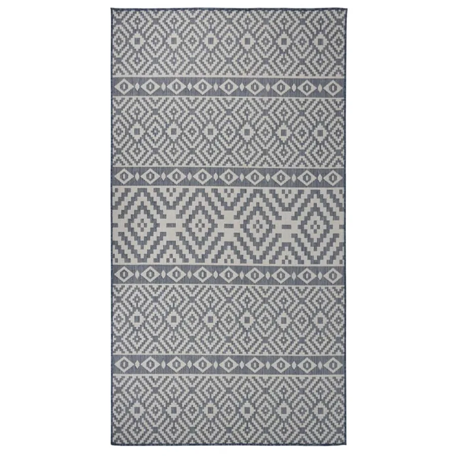 Tapis à tissage plat d'extérieur 80x150 cm Rayures bleues
