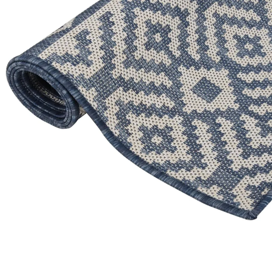 Tapis à tissage plat d'extérieur 80x150 cm Rayures bleues - 3