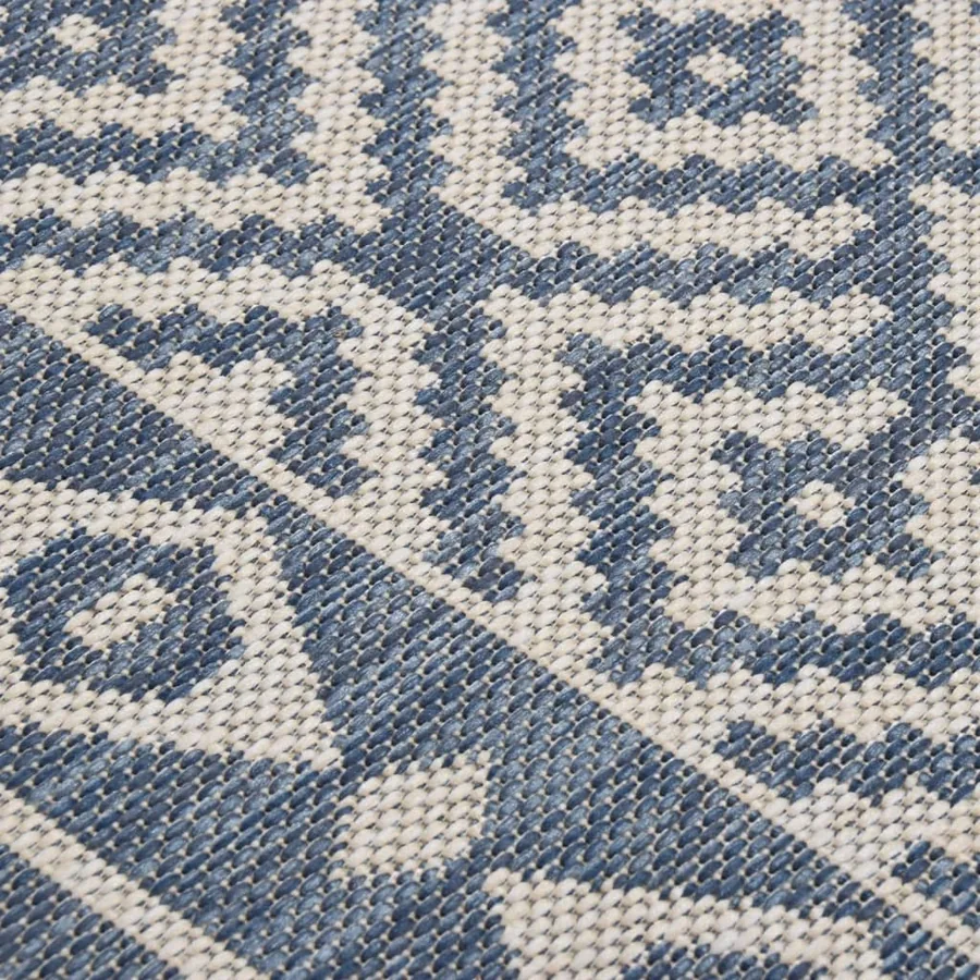 Tapis à tissage plat d'extérieur 80x150 cm Rayures bleues - 5