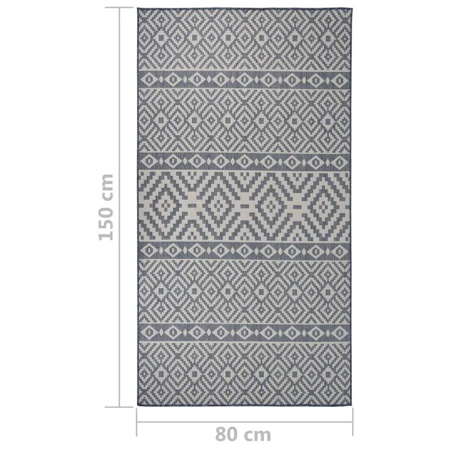 Tapis à tissage plat d'extérieur 80x150 cm Rayures bleues - 6