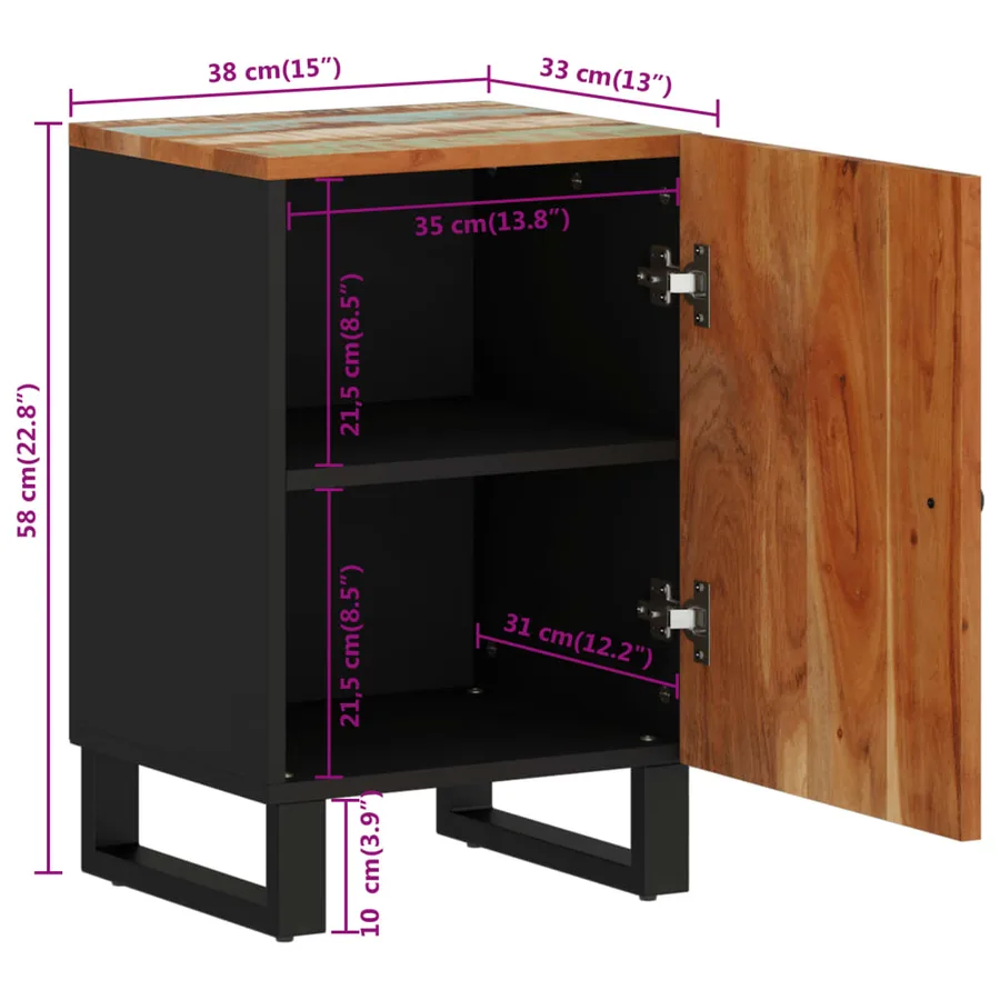 Armoire de salle de bain 38x33x58cm bois massif de récupération - 11