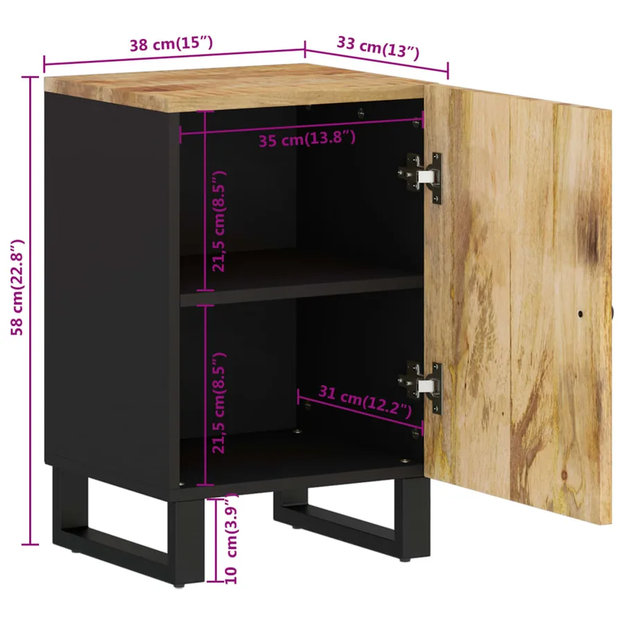 Armoire de salle de bain 38x33x58 cm bois massif de manguier - 11