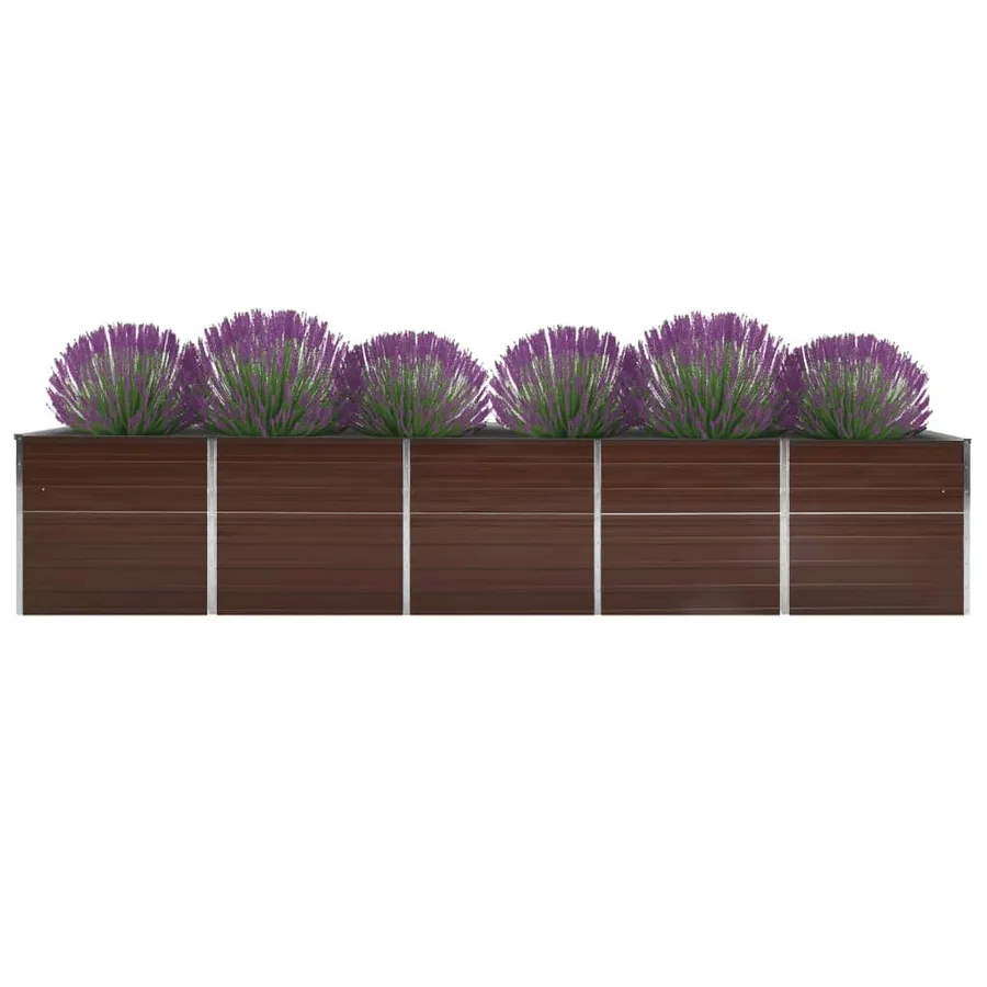 Lit surélevé de jardin Acier galvanisé 400x80x77 cm Marron - 2