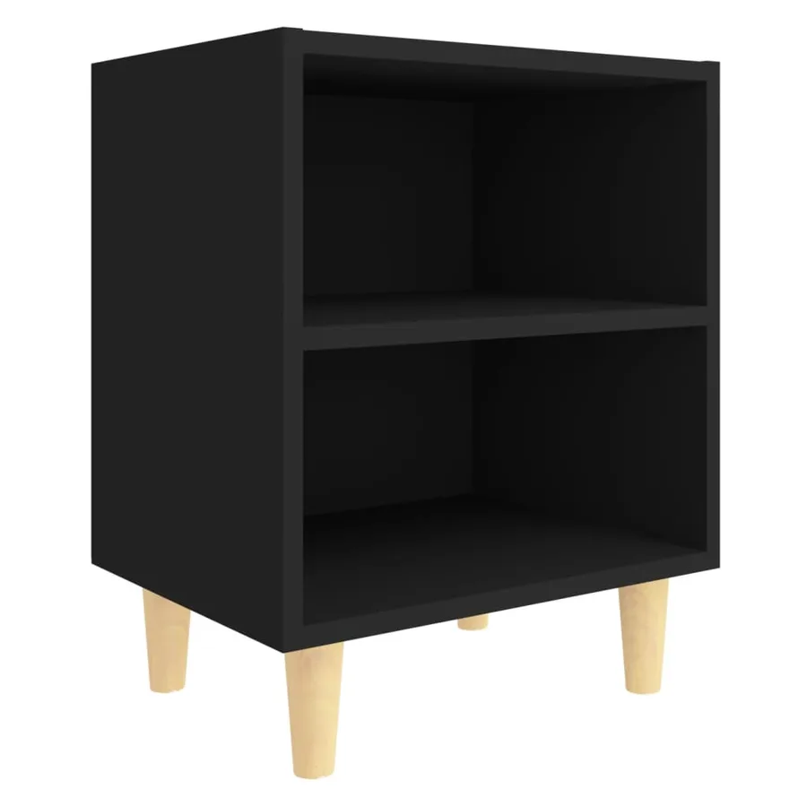 Table de chevet avec pieds en bois massif Noir 40x30x50 cm - 2