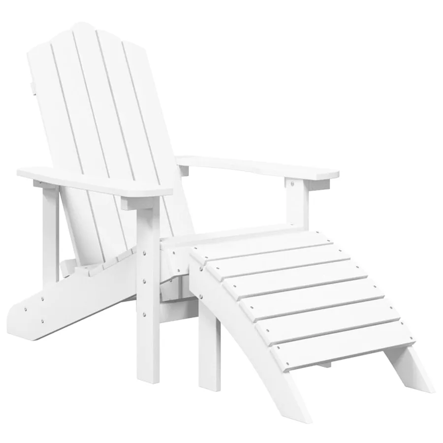 Chaise de jardin Adirondack avec repose-pied PEHD Blanc - 2