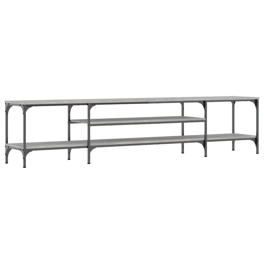 Meuble TV sonoma gris 201x35x45 cm bois d'ingénierie et fer - 6