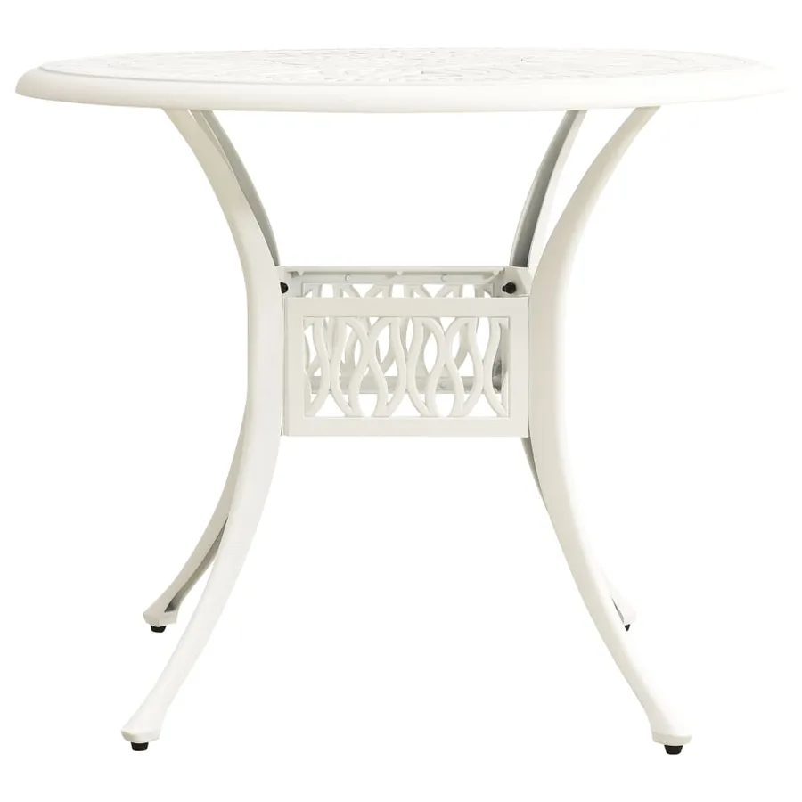 Table de jardin Blanc 90x90x74 cm Aluminium coulé - 2