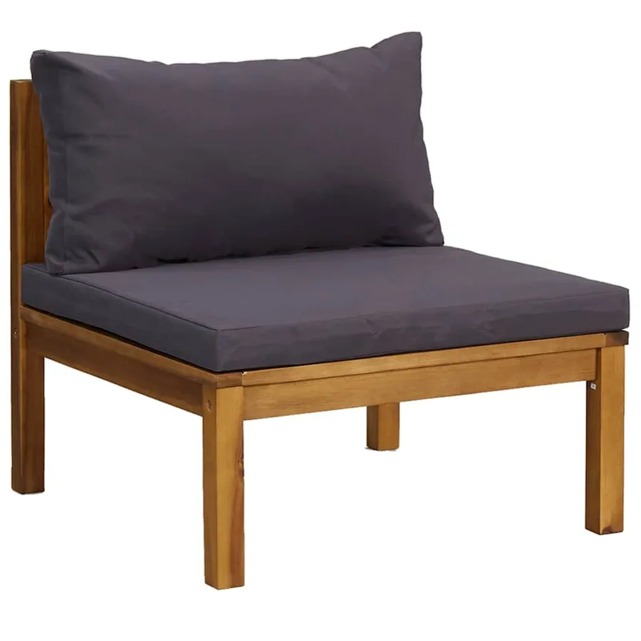 Salon de jardin 3 pcs avec coussins gris foncé Bois d'acacia - 3