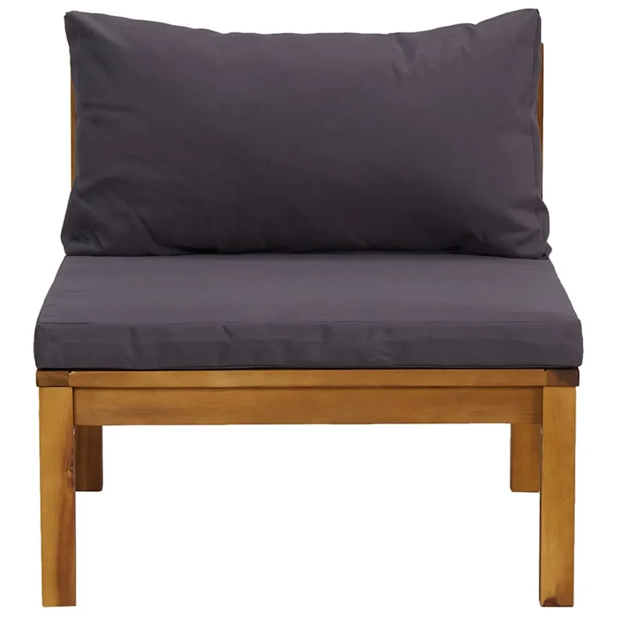 Salon de jardin 3 pcs avec coussins gris foncé Bois d'acacia - 4
