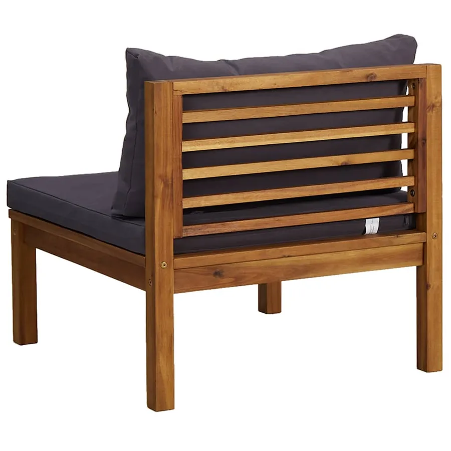 Salon de jardin 3 pcs avec coussins gris foncé Bois d'acacia - 6