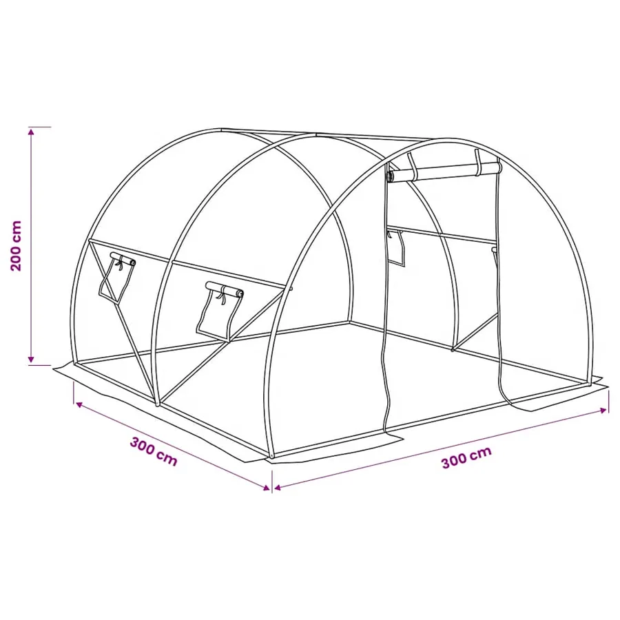 Serre 9 m² 300x300x200 cm - 12