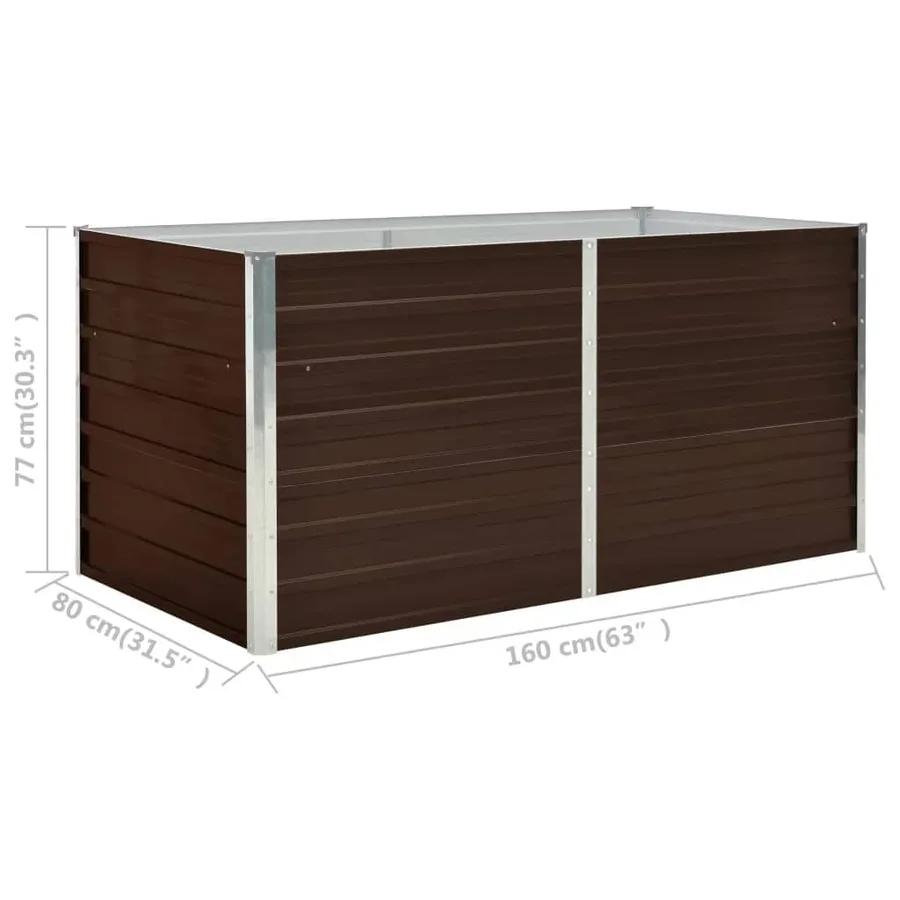 Jardinière surélevée Marron 160x80x77 cm Acier galvanisé - 8